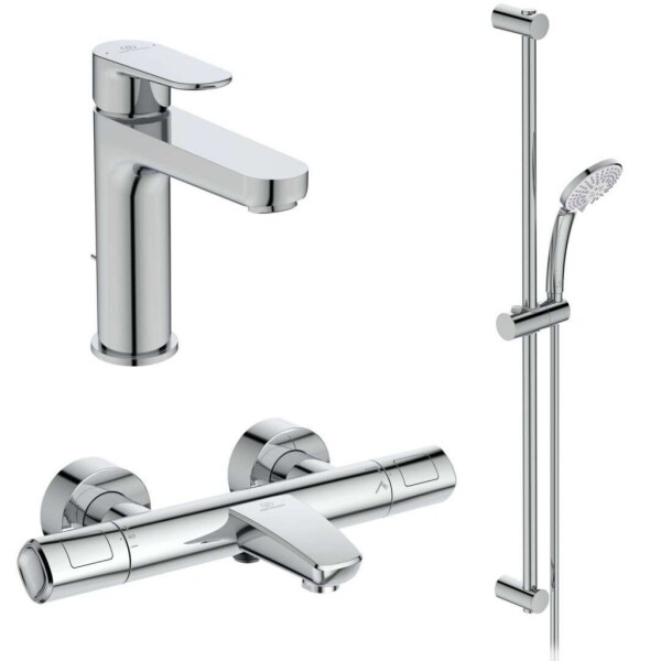 IDEAL STANDARD - CeraTherm Sprchový set s termostatem a umyvadlovou baterií, 3 proudy, chrom BC985AA