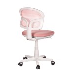 Dětská židle, růžová síťovina, bílý plastový kříž, kolečka na tvrdé podlahy