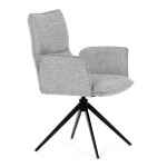 Židle jídelní, šedá látka, 360° vratný mechanismus, černý kov