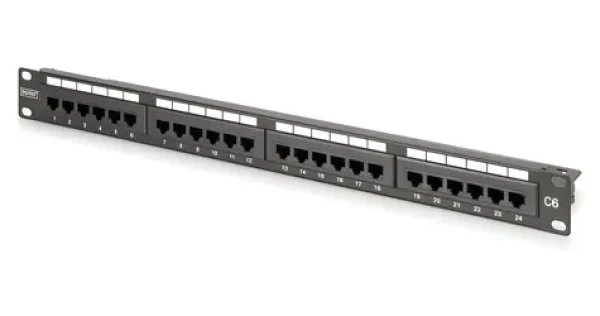 Digitus CAT6 Class E / Patch panel / nestíněný / 24 portů RJ45 / 1U (DN-91624U-CR)
