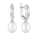 Stříbrné náušnice s bílou 8.5-9 mm perlou Selena, stříbro 925/1000, Bílá