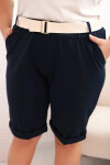 Dámské bavlněné šortky Plus Size s páskem tmavě modrá 4XL
