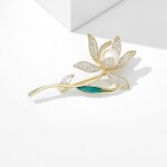 Květinová brož s perlou a zirkony Teodora - květina, Zlatá
