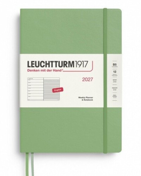 Týdenní plánovač Zápisník Sage, Composition B5 2027, anglicky