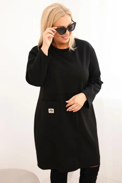 Dámské šaty Plus Size máslo s kapsou a rukávem 3/4 černá UNI