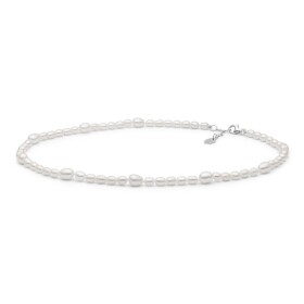 Perlový náhrdelník Helene - pravé perly, stříbro 925/1000, Stříbrná 37 cm + 3 cm (prodloužení) Bílá