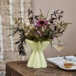 House Doctor Exkluzivní set: Skleněná váza Say / Yellow + aranžovací kroužek Hanataba, žlutá barva, sklo