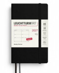 Týdenní plánovač Black, Pocket A6 2027, Softcover, anglicky