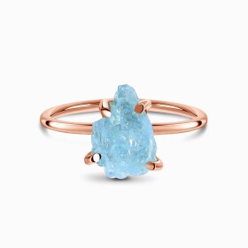 Royal Fashion prsten 14k zlato Vermeil GU-DR15849R-ROSEGOLD-AQUAMARINE Velikost: 10 (EU: 61-63)