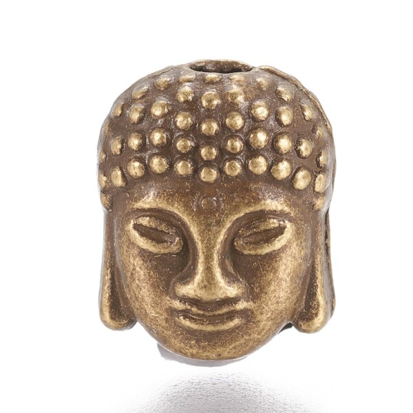 Kovový korálek - Buddha - staromosazný - 10 x 9 x 8 mm - 1 ks