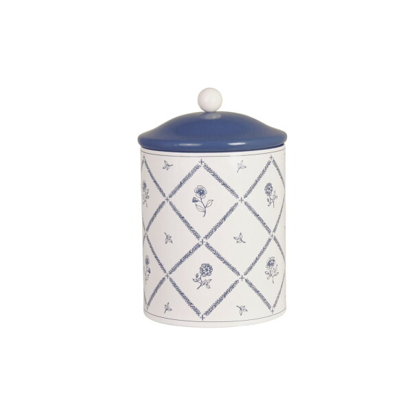 Strömshaga Plechová dóza Lovisa Blue/White 15 cm, modrá barva, kov