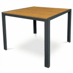 Stůl zahradní 90x90x73, deska polywood v dekoru dubu, šedá kovová konstrukce