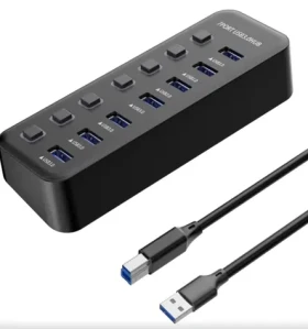 PremiumCord USB 3.2 Superspeed HUB 7-portový / Hub / USB 3.2 Gen 1 / 5 Gbps / vypínače portů (KU3HUB7A)