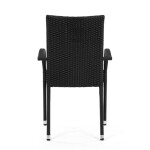 Židle zahradní, černý umělý ratan, kov, stohovatelná.