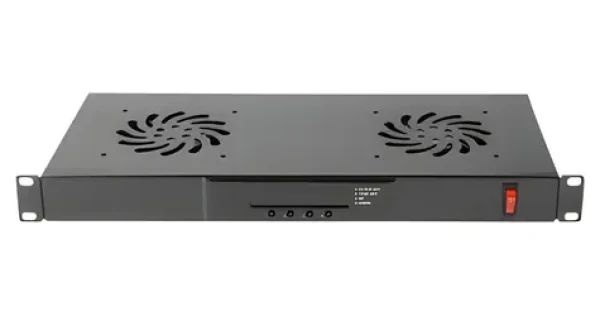 Lanberg 19" ventilační panel s LCD displejem / Ventilační panel / 1U / 2× ventilátor / termostat / 230 V (AK-1502-B)