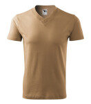 V-neck tričko unisex písková XL