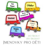 Jmenovka s vlastním textem pro děti AUTO (14ks) jmenovka na věci, oblečení do školy a školky