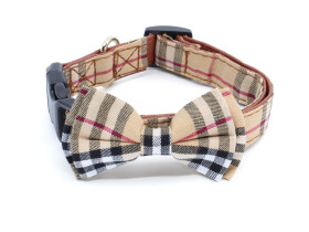 Luky obojek s motýlkem | 24 - 55 cm Barva: Béžová, Obvod krku: 24 - 35 cm, Šířka: 1,5 cm