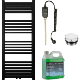 CERANO Koupelnový elektrický radiátorový set Franko - 300W - černá matná - 1200x500 mm