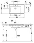 DURAVIT - D-Neo Nábytkové umyvadlo 80x48 cm, 1 otvor pro baterii vpravo, bílá 2370800000