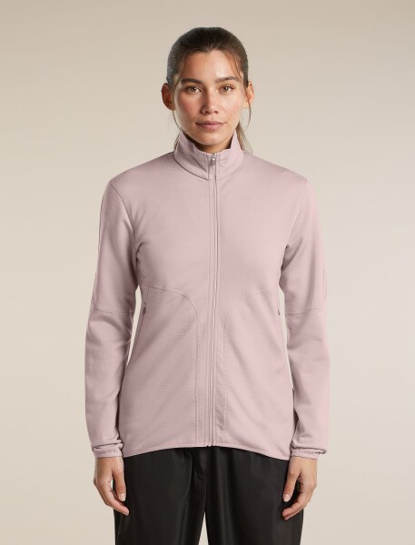 Dámská merino mikina ICEBREAKER Wmns Merino 560 Realfleece Elemental II LS Zip, Pink Quartz velikost: XL