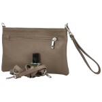 Módní dámská kožená mini crossbody kabelka Kaliopi, tmavě béžová