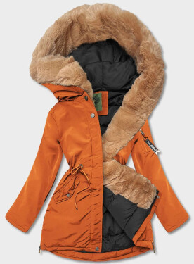 Oranžová dámská zimní bunda parka (CAN-588BIG) odstíny oranžové 46