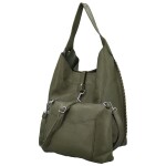 Trendy dámský koženkový set kabelek Lusiana, tmavě zelený