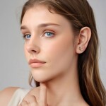 Stříbrné květinové náušnice Helen - stříbro 925/1000, Hnědá