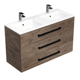 Koupelnová skříňka s černou úchytkou a umyvadlem SAT Cube Way 120x76,5x46 cm dub Wellington mat CUBE46C1203DWMOD CUBE46C1203DWMOD