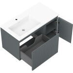MEXEN/S - Rivel koupelnová skříňka 90 cm s umyvadlem Otis levá, 1S, 1D, reliéf, grafit mat/bílá mat 91A23-09047-3-BBFF66-W18L01