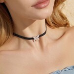 Choker náhrdelník Ynka - motýl, zirkon, Černá 38 cm + 5 cm (prodloužení)