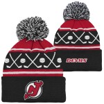 Outerstuff Dětská batolecí zimní čepice New Jersey Devils NHL Face-Off Cuff Pom