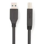 Nedis USB kabel USB-A-USB-B černá 2m / Kabel USB / USB-A - USB-B / 5 Gbps / Poniklované (CCGB61100BK20)