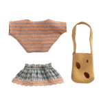 Maileg Obleček s kabelkou pro myšku Maileg – little sister, béžová barva, textil