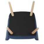 Křeslo, potah modrá manšestrová látka, dřevěné nohy, masiv kaučukovník