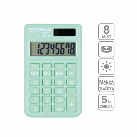 DONAU TECH kapesní kalkulačka DONAU TECH 2082, 8místná, sv. zelená