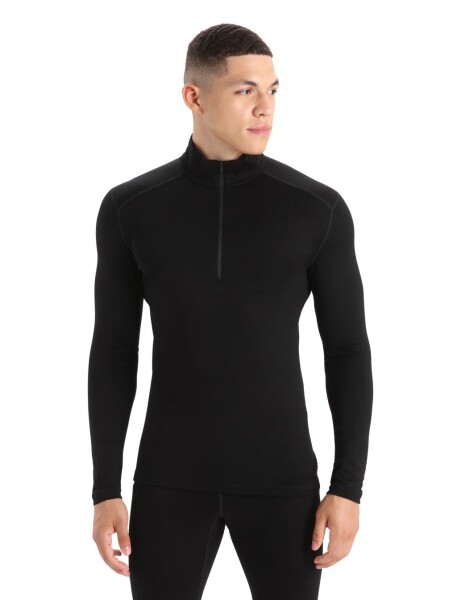 Pánské merino tričko s dlouhým rukávem ICEBREAKER Mens 260 Tech LS Half Zip, Black velikost: L