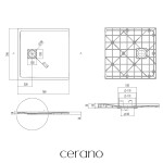 CERANO - Sprchová vanička čtvercová Pablo - SMC/minerální kompozit - strukturovaná černá matná - 70x70x3 CER-481093