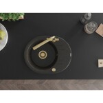 MEXEN/S - Kevin granitový dřez s odkapávačem včetně baterie Duero, černá/zlatá metalik 6517-75-671600-50