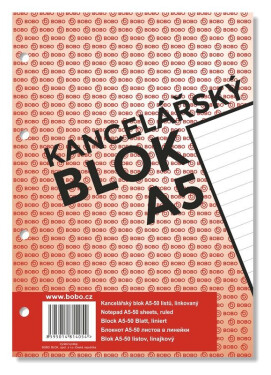 Kancelářský blok A5, linka, 50 listů