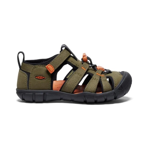 Chlapecké sandály KEEN SEACAMP II CNX dark olive/gold flame - 38