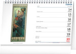 Stolní kalendář 2027 Notique Alfons Mucha, 23,1 x 14,5 cm