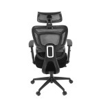 Kancelářská židle, černá síťovina, posuvný opěrák, plastový kříž, kolečka na tvrdé povrchy