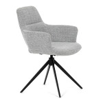 Židle jídelní, šedá látka, 360° vratný mechanismus, černý kov