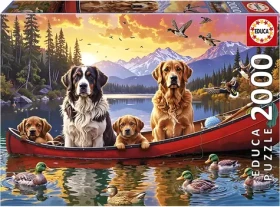 EDUCA Puzzle Psí rodinka na lodi