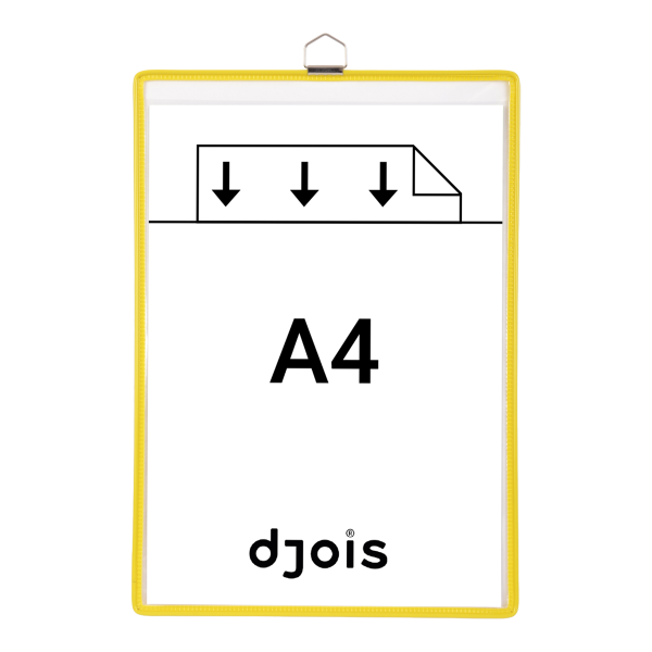 Djois rámeček s kapsou a očkem, A4, otevřený shora, žlutý, 5 ks