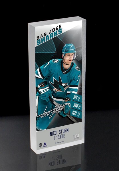 Obraz San Jose Sharks NHL Nico Sturm Player Ticket 3D Block Art