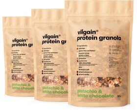 Vilgain Protein Granola – 3× Pistácie, bílá čokoláda a brusinky 350 g