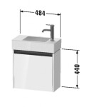 DURAVIT - Ketho.2 Umyvadlová skříňka 44x48x24 cm, 1 dvířka, panty vlevo, lesklá bílá K25072L22220000